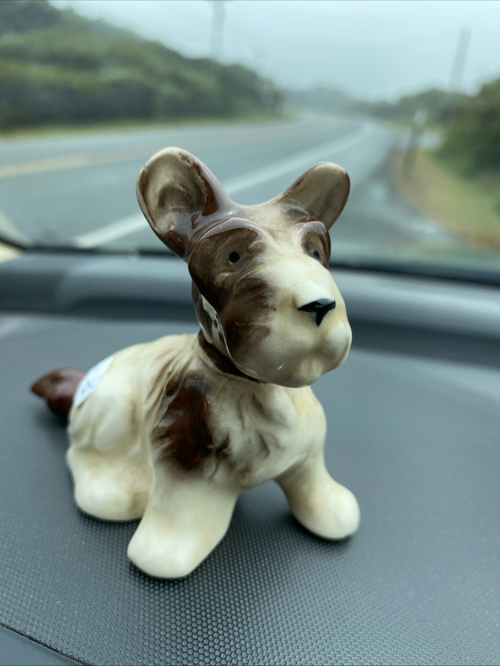 Scottish Terrier Vtg Ceramic Figurine Dog 3” Brown/Cream Occupied Japan No Chips